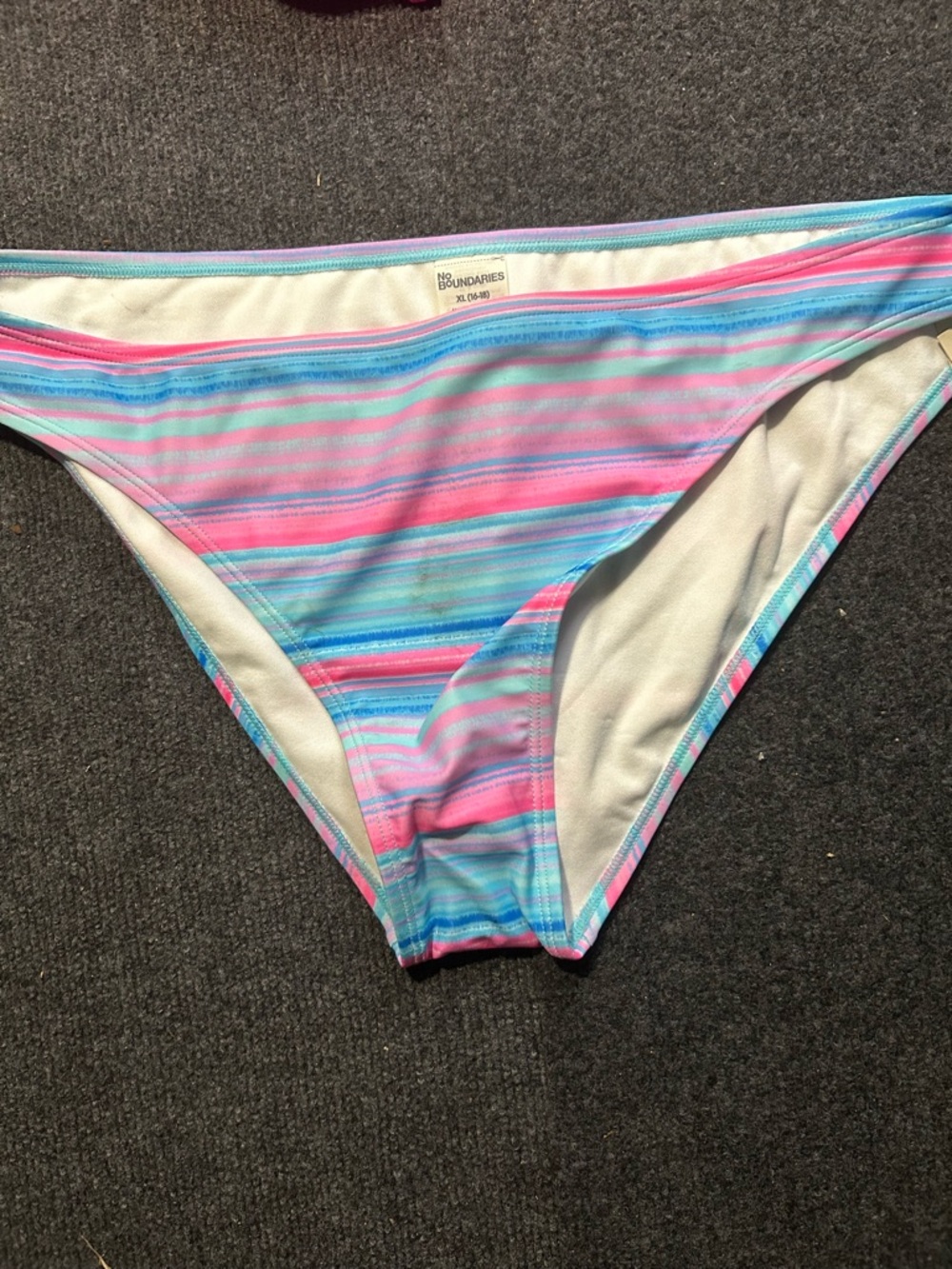 No Boundaries Striped Bikini Bottoms in Pink, Blue & White
